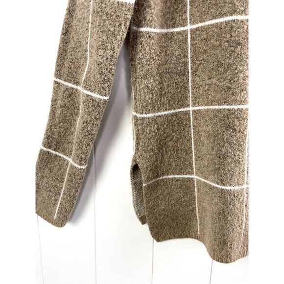 Evolution by Cyrus Windowpane Tan and White Turtleneck Sweater Size S Norta Plai - Picture 9 of 10